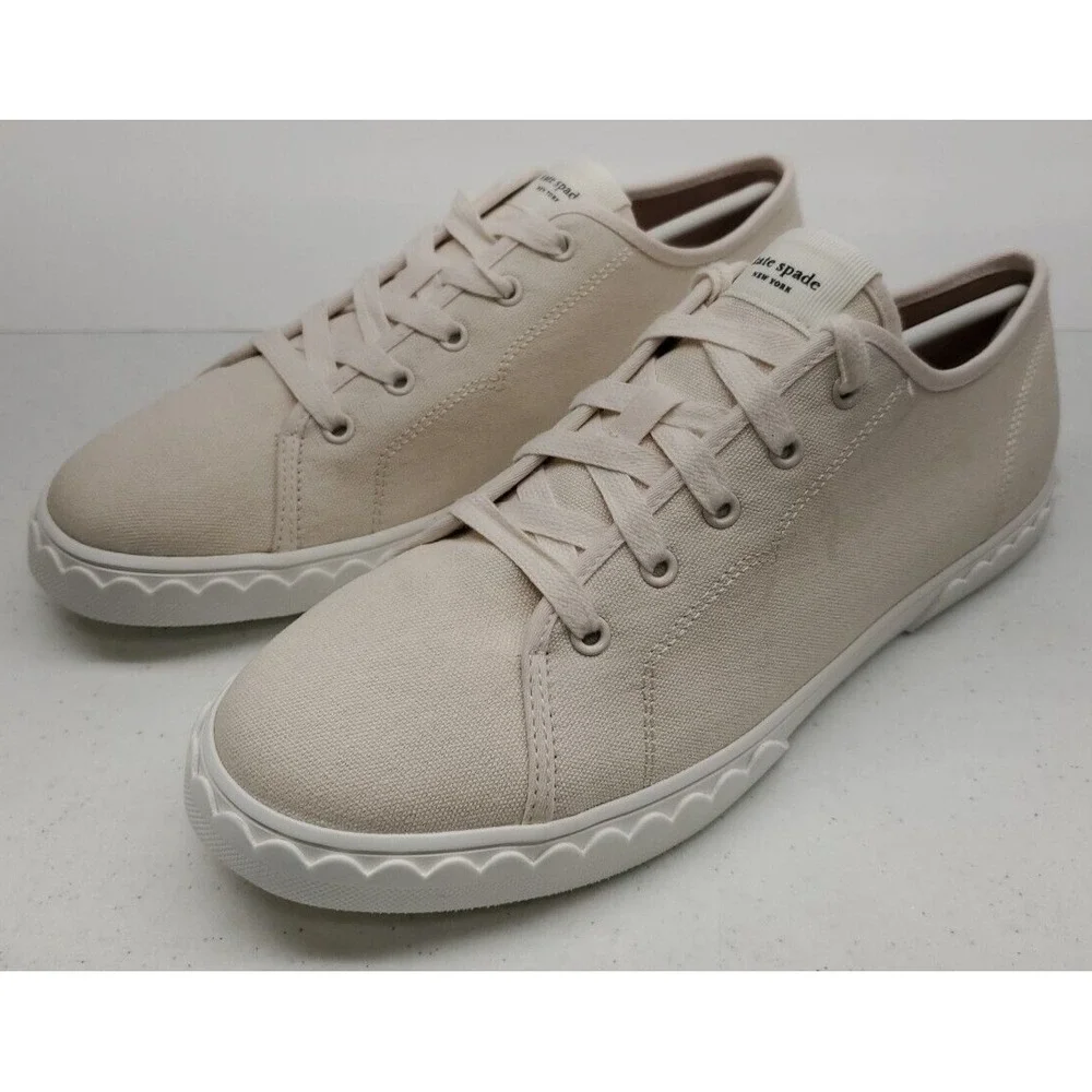Kate‎ Spade Vale Canvas Sneakers Women's 9.5B Parchment Beige K3813 New/Blemish